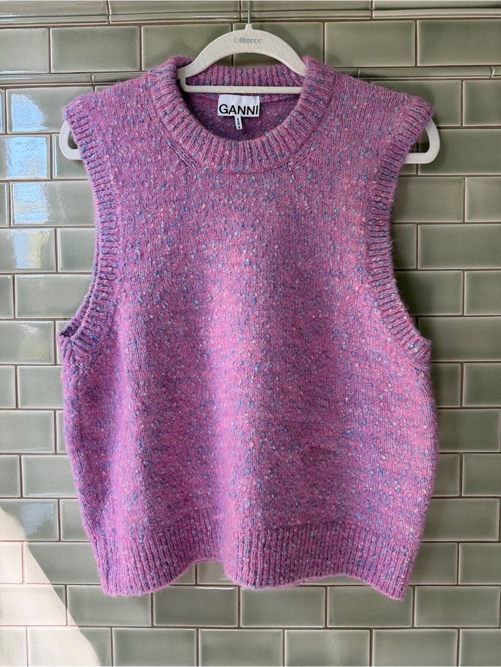 GANNI Pink Speckled Knit Sweater Vest
